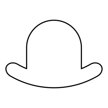 recommend clip art: Old hat vintage bowler gentleman headwear male elegant fedora homburg-hat stingy brim top-hat contour outline line icon black color vector illustration image thin flat style