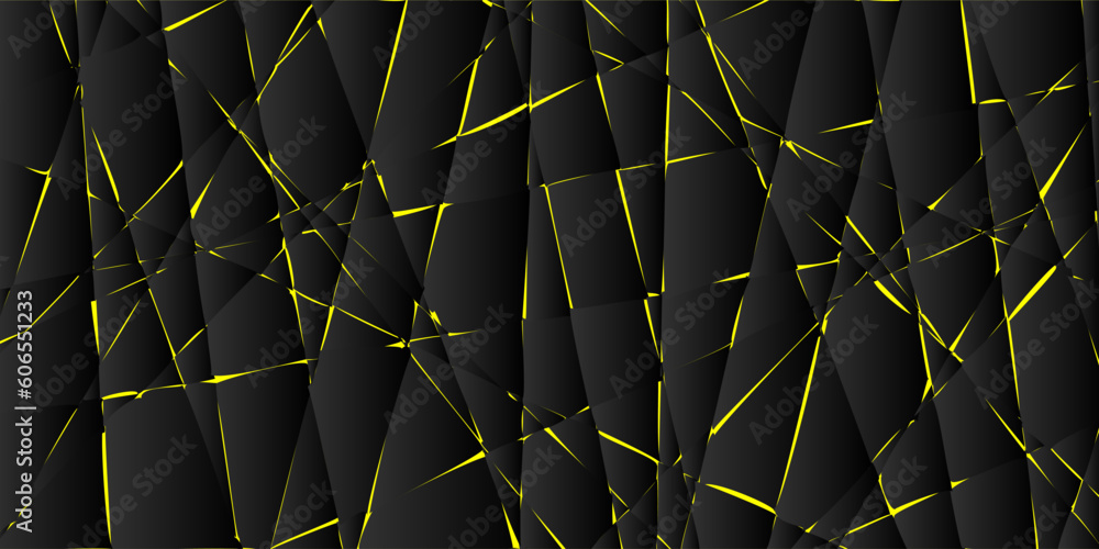 Poster abstract vector background with black tiles and yellow light lines.