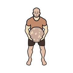 Fototapeta premium colorful illustration of a weight lifter lifting a giant meatball