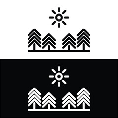 Nature Landscape Icons on white and black background