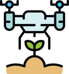 Drone sprayer icon. Outline Drone sprayer vector icon for web design isolated on white background color flat