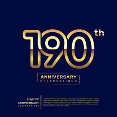 190 year anniversary logo design, anniversary celebration logo with double line concept, logo vector template illustration