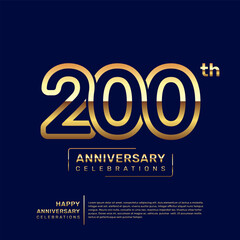 200 year anniversary logo design, anniversary celebration logo with double line concept, logo vector template illustration