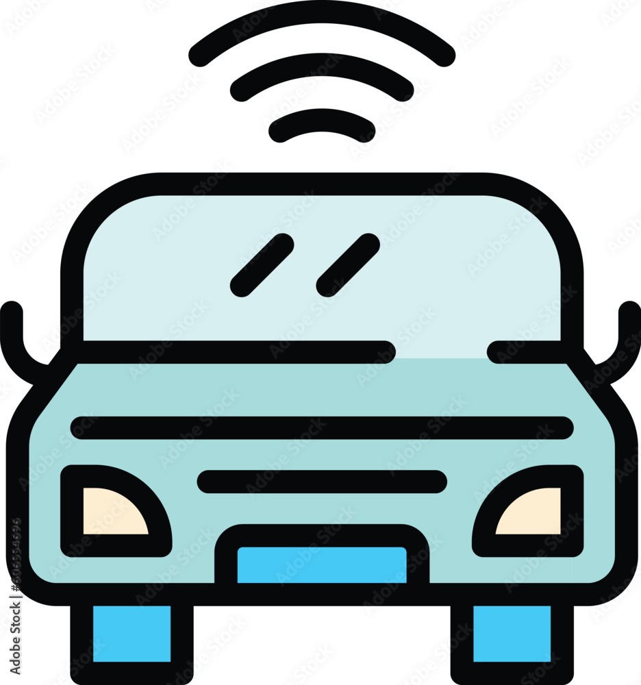 Poster smart car icon. outline smart car vector icon for web design isolated on white background color flat