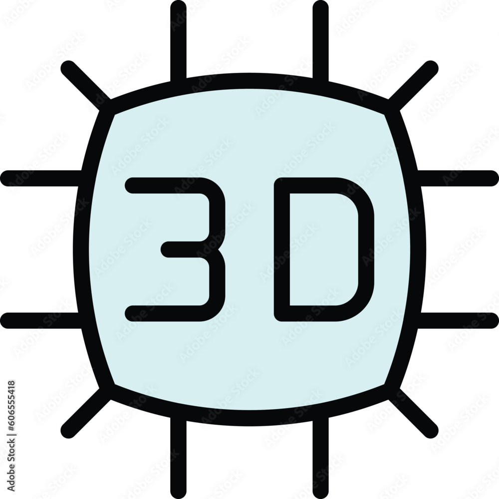 Aufkleber 3d vision icon. outline 3d vision vector icon for web design isolated on white background color flat