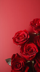 Beautiful close-up of red roses on a red background, made with generative AI