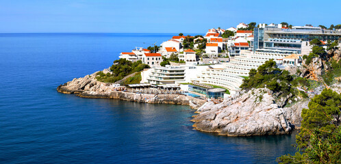 View of the hotel on the sea in Dubrovnik, Croatia