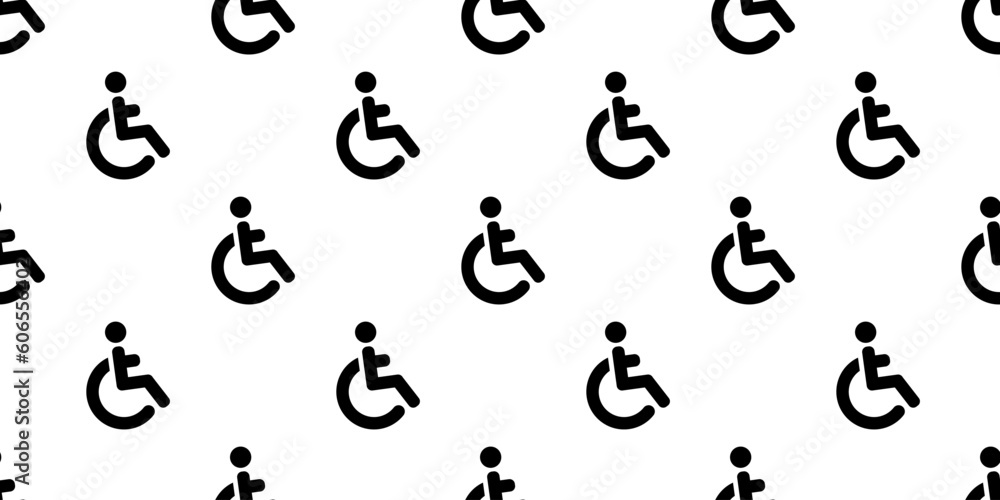 Poster seamless disabled wheelchair icon pattern, repeats vertically and horizontally