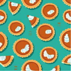 cute simple pumpkin pie pattern, cartoon, minimal, decorate blankets, carpets, for kids, theme print design
