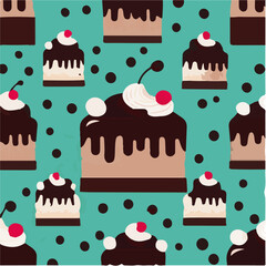 cute simple black forest cake pattern, cartoon, minimal, decorate blankets, carpets, for kids, theme print design
