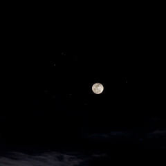 Full moon in a starry sky.