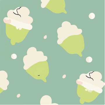 cute simple pistachio ice cream pattern, cartoon, minimal, decorate blankets, carpets, for kids, theme print design
