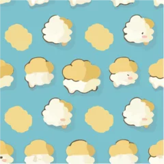 Foto op Canvas cute simple cream puff pattern, cartoon, minimal, decorate blankets, carpets, for kids, theme print design  © le