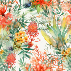 Tropical Garden seamless pattern made with Generative AI