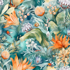 Tropical Garden seamless pattern made with Generative AI