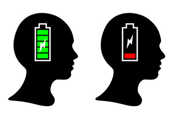 Black silhouette of girl's and boy's head