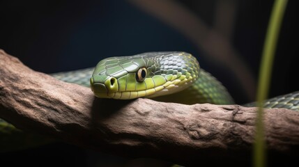 Obraz premium green snake on a tree