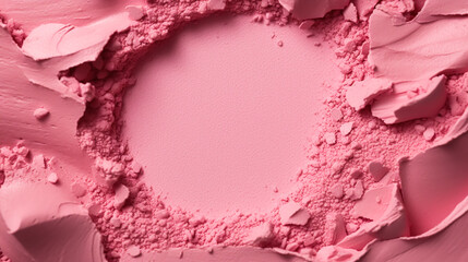 Beauty pink make-up powder product texture as abstract makeup cosmetic background, crushed cosmetics, generative ai - obrazy, fototapety, plakaty