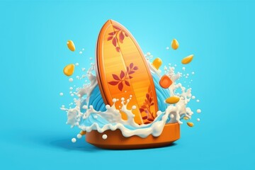 Illustration of a surfboard icon - Summer icon concept - Created with Generative ai 