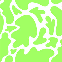 Green abstract leaves vector seamless pattern. Flat one color wavy greens on white background.