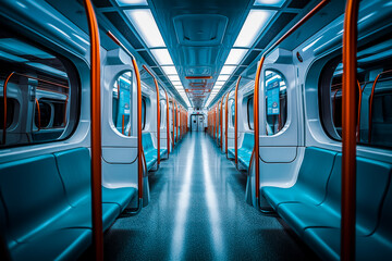 Transport en commun, wagon de métro, train - Générative IA
