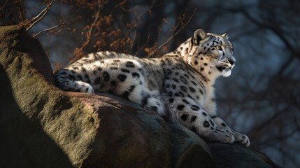 Fototapeta premium Against the snowy backdrop, the cheetah's form stands out with majestic beauty