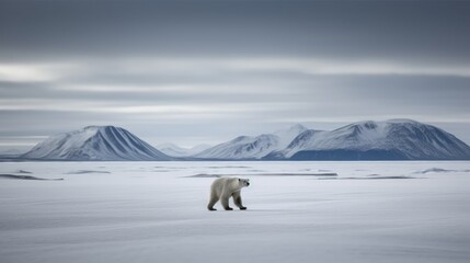 With a confident gait, the polar bear traverses its frozen domain