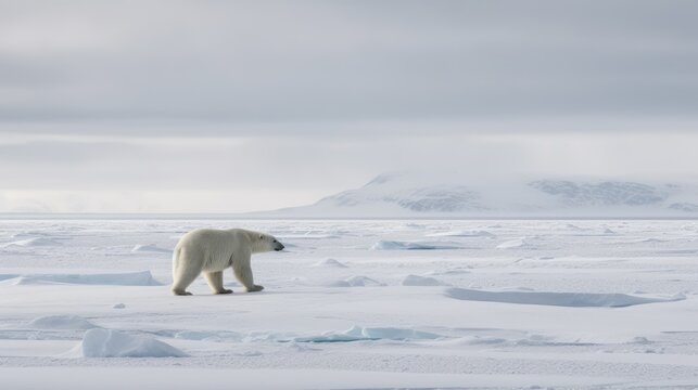 Steadily pacing, the polar bear's movements exude strength and poise