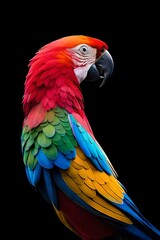 Obraz premium Colorful parrot isolated on black background Generative AI