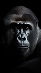 The close-up unveils the gentle gaze of the ape, fostering a sense of connection