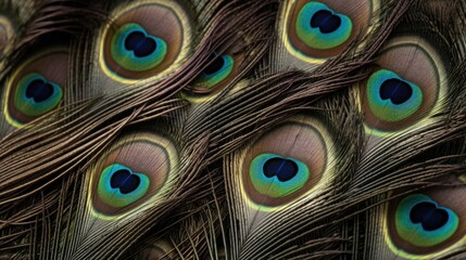 Obraz premium Delicate strands of iridescence, peacock feathers shimmer with elegance