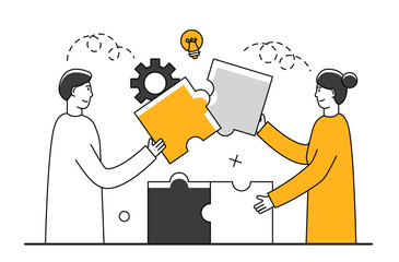 Business teamwork concept. Business people and new idea concept. Team metaphor. Symbol of teamwork, cooperation, partnership. Vector illustration concept