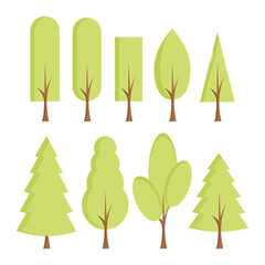 Trees vector collection. Set of trees. Cartoon flat illustration. 