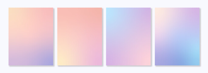 Set of 4 gradient backgrounds in soft trendy colors. For brochures, booklets, posters, wallpapers, branding, social media, advertising and other projects. For web and print.
