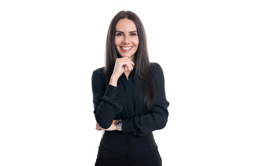 Fototapeta premium cheerful business woman isolated on white background. caucasian business woman in studio.