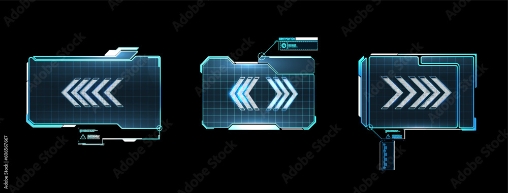 Aufkleber high tech screen for video game. sci-fi concept design. square frames vector futuristic callouts tit