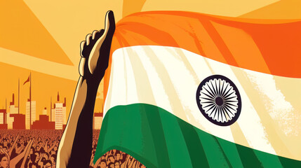 AI generated creative illustration with Indian flag concept