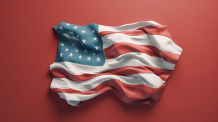 Fototapeta premium American Flag Polymer Flat Lay Concept - Patriotic Themed Background with 3D Aesthetic - Flag Day, Memorial Day, Veterans Day, 4th of July - Generative AI