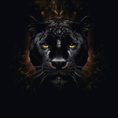 This digital art banner features a panther on black background. (Generative AI)
