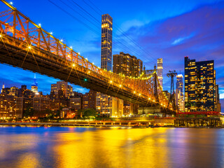 Manhatten Skyline and Queensboro Bridge at Twilight..New York City, NY, United States of America