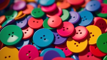 A Scene Of A Vivid Assortment Of Colorful Buttons On A Table AI Generative