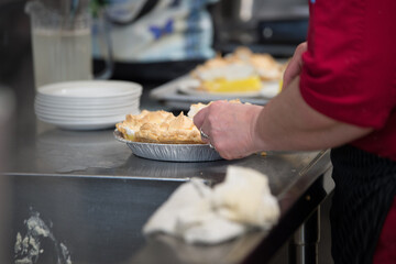 lemon meringue pie prepping 