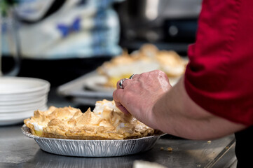 lemon meringue pie prepping 