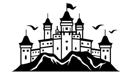 Obraz premium Vector black castle icon, logo. Vector illustration isolated on white background