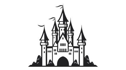 Obraz premium Vector black castle icon, logo. Vector illustration isolated on white background