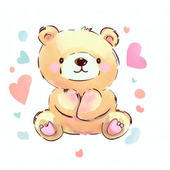 Obraz na płótnie Canvas Bear Friends: Sweet Watercolor Illustration of Cute Animals, Generative AI