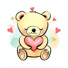 Fototapeta premium Cheerful Bear: Joyful Watercolor Illustration of an Animal, Generative AI