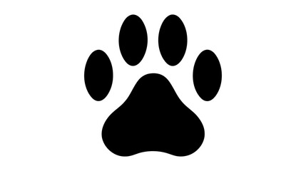 Black silhouette of a paw print, isolated - obrazy, fototapety, plakaty