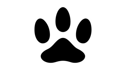 Black silhouette of a paw print, isolated