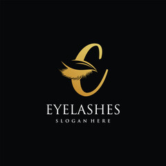 Eyelashes logo idea for beauty with letter style